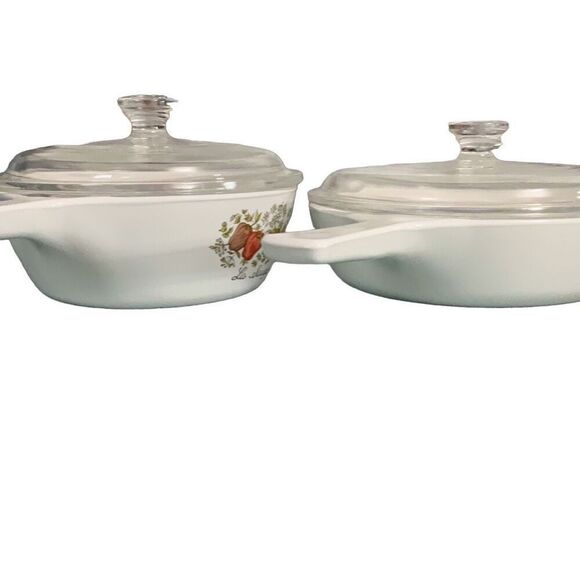 Set of 2 Vintage La Sauge 1 pint and 6.5”Corningware baking dishes Cover handles - Picture 2 of 6